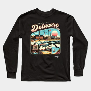 Delaware Dream: Coastal Reverie - American Vintage Retro style USA State Long Sleeve T-Shirt